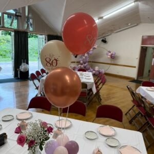 birthday party table decor balloons